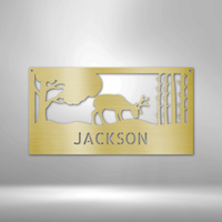 Thumbnail for Grazing Deer Monogram- Steel Sign