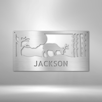 Thumbnail for Grazing Deer Monogram- Steel Sign