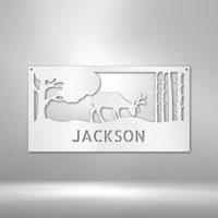 Thumbnail for Grazing Deer Monogram- Steel Sign